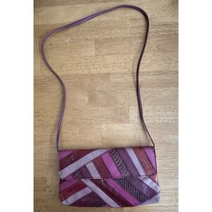 Vintage David Mehler for DAME Purple Pattern Real Snakeskin‎ Purse